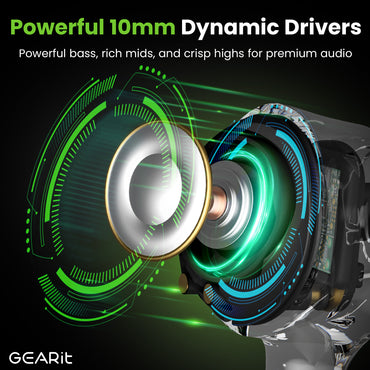 GEARit True Wireless Earbuds HD Sound Clarity 20h Playtime IPX5 Secure Fit