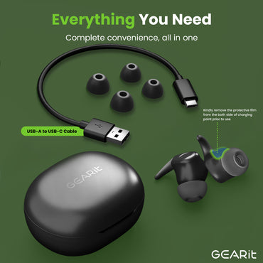 GEARit True Wireless Earbuds HD Sound Clarity 20h Playtime IPX5 Secure Fit