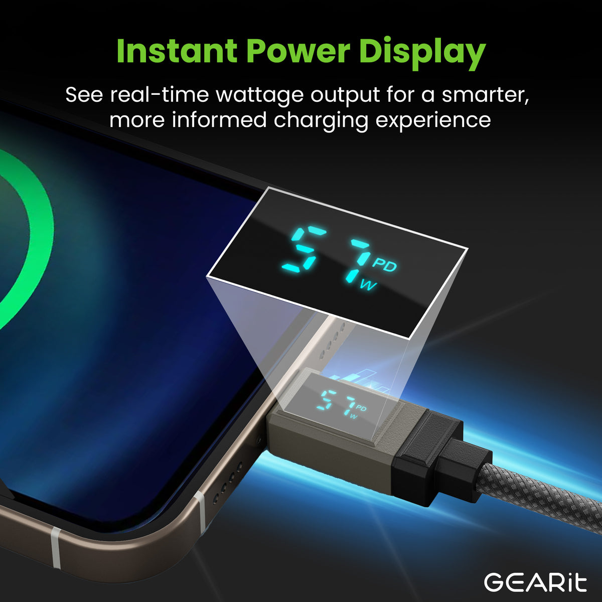 GEARit Lifestyle Series - 100W USB-C to USB-C Cable Fast Charging with