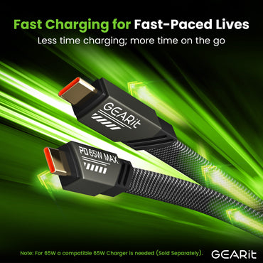 GEARit Lifestyle Series - 65W USB-C to USB-C Cable Fast Charging, 4 Feet