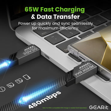 GEARit Lifestyle Series - 65W USB-C to USB-C Cable Fast Charging, 4 Feet