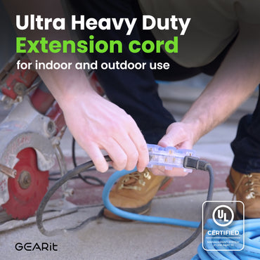 12/3 SJEOW Heavy Duty Outdoor Extension Cord 3 Outlet, 100 Feet