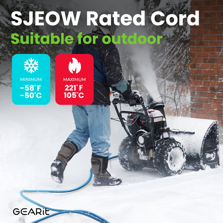 outdoor rated heavy duty extension cord for electric snow blower