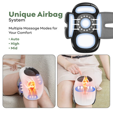 Adomii Cordless Knee Massager with Heat & Red Light Therapy LED Display