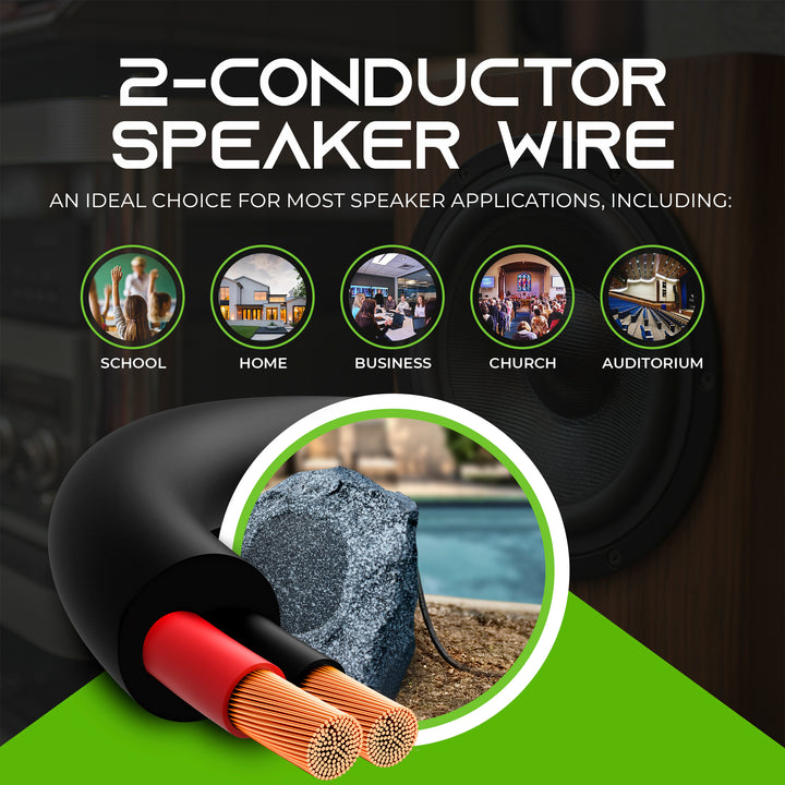 14/2 AWG OFC CL3 Outdoor Speaker Wire, Black - GearIT