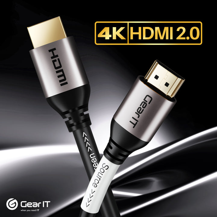GearIT 4K HDMI Cable with Signal Booster CL3 Rated - HDMI 2.0b - 4K@60hz, Black - GearIT