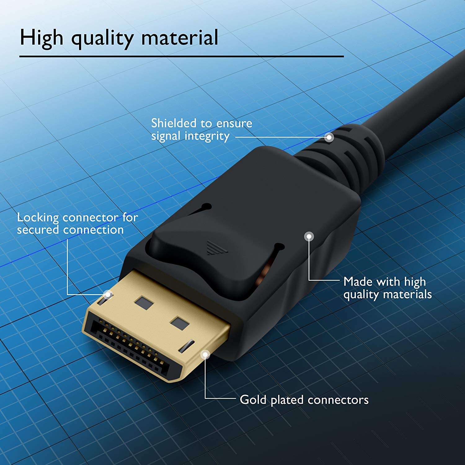 Cpu Displayport Cable 4K DisplayPort Cable - 4K@60Hz / QHD 1440p@144Hz / FHD 1080p@144Hz - GEARit