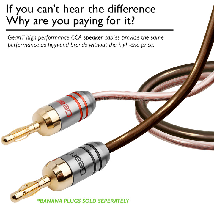 GearIT 14 Gauge Speaker Wire CCA - Copper Clad Aluminum - Home Theater, Car Speakers & More - GearIT