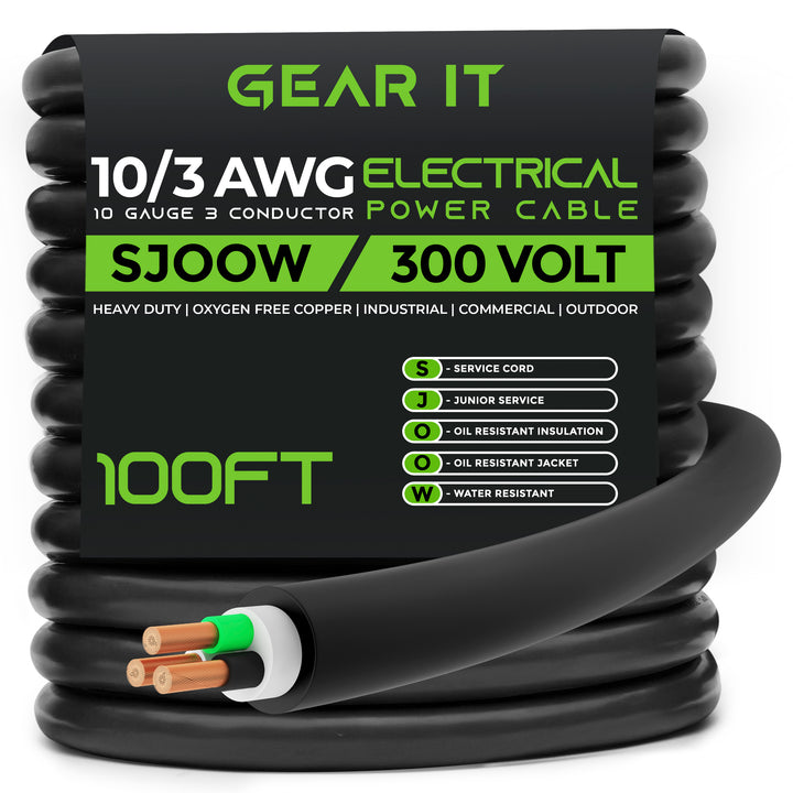 300V 10 gauge 3-conductor wire, oil/water resistant, rubber coating, r -  The Electric Brewery
