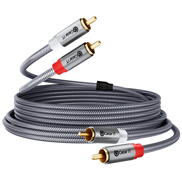 GearIT 2 RCA Male to 2 RCA Male Stereo Audio Cables RCA Stereo Cable Shielded Braided - GearIT
