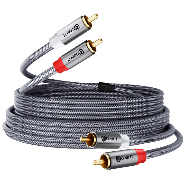 GearIT 2 RCA Male to 2 RCA Male Stereo Audio Cables RCA Stereo Cable Shielded Braided GearIT