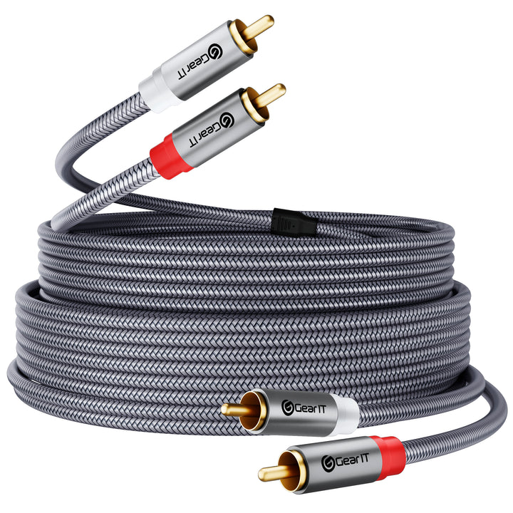 GearIT 2 RCA Male to 2 RCA Male Stereo Audio Cables RCA Stereo Cable Shielded Braided GearIT