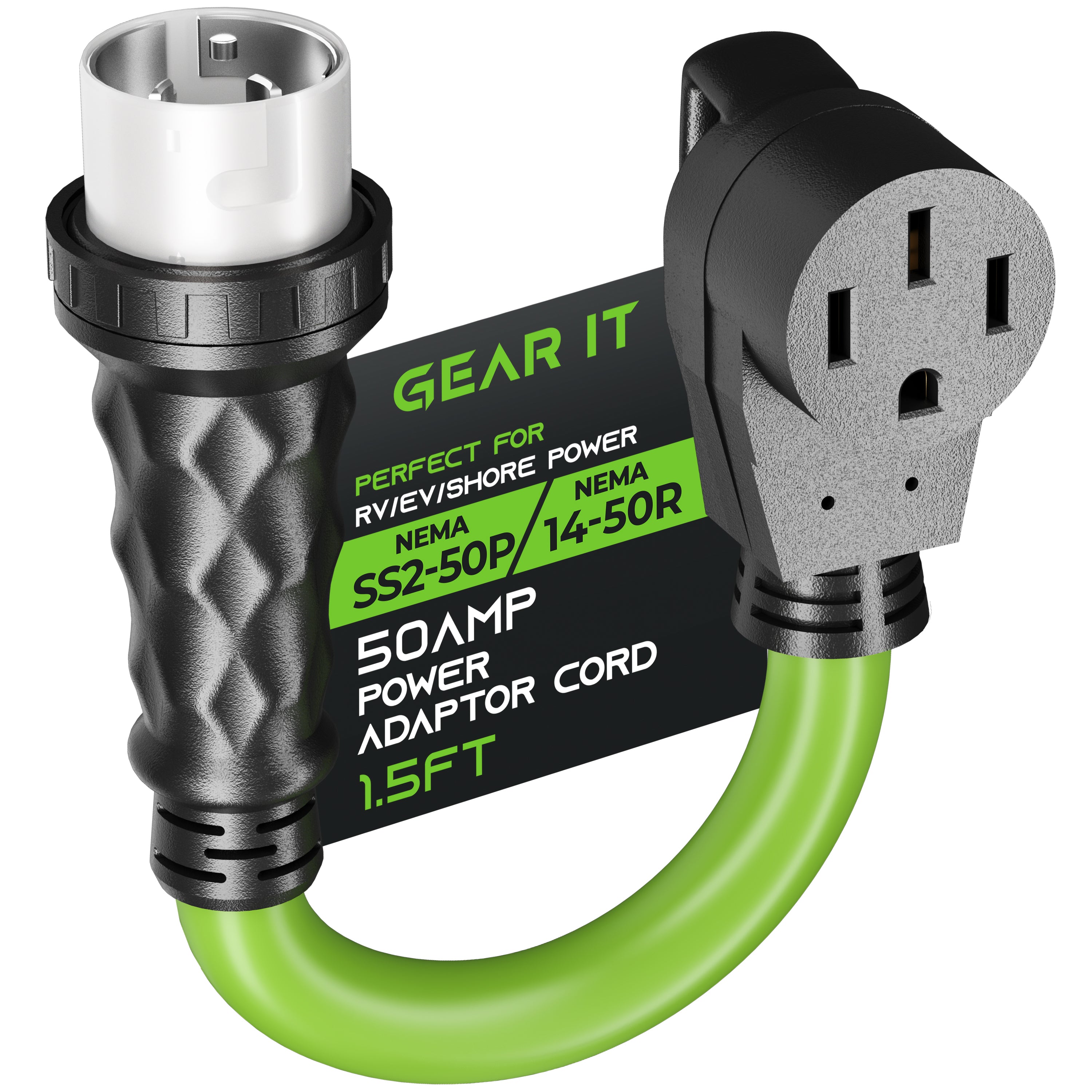 50 Amp NEMA SS2-50P to 14-50R Shore Power Adapter Cord - 1.5 Feet - GEARit