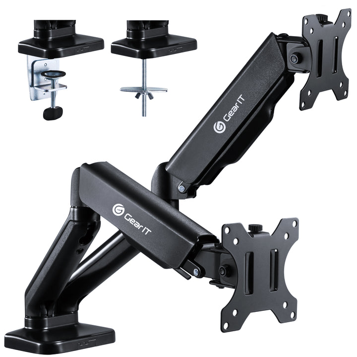 GearIT Dual Monitor Mount Desk Stand Up to 32" Monitor - Fully Adjustable Tilt, Swivel, Rotate (Up to 19.8 lbs) - GearIT