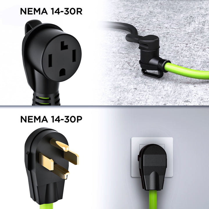 GearIT 30-Amp 10/4 AWG NEMA 14-30P to 14-30R STW EV Power Cable GearIT