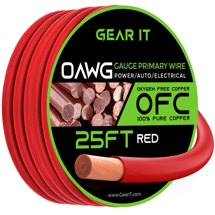 1/0 Gauge OFC Ground Wire - 0AWG Electrical Power Cable - 25 Feet - GearIT
