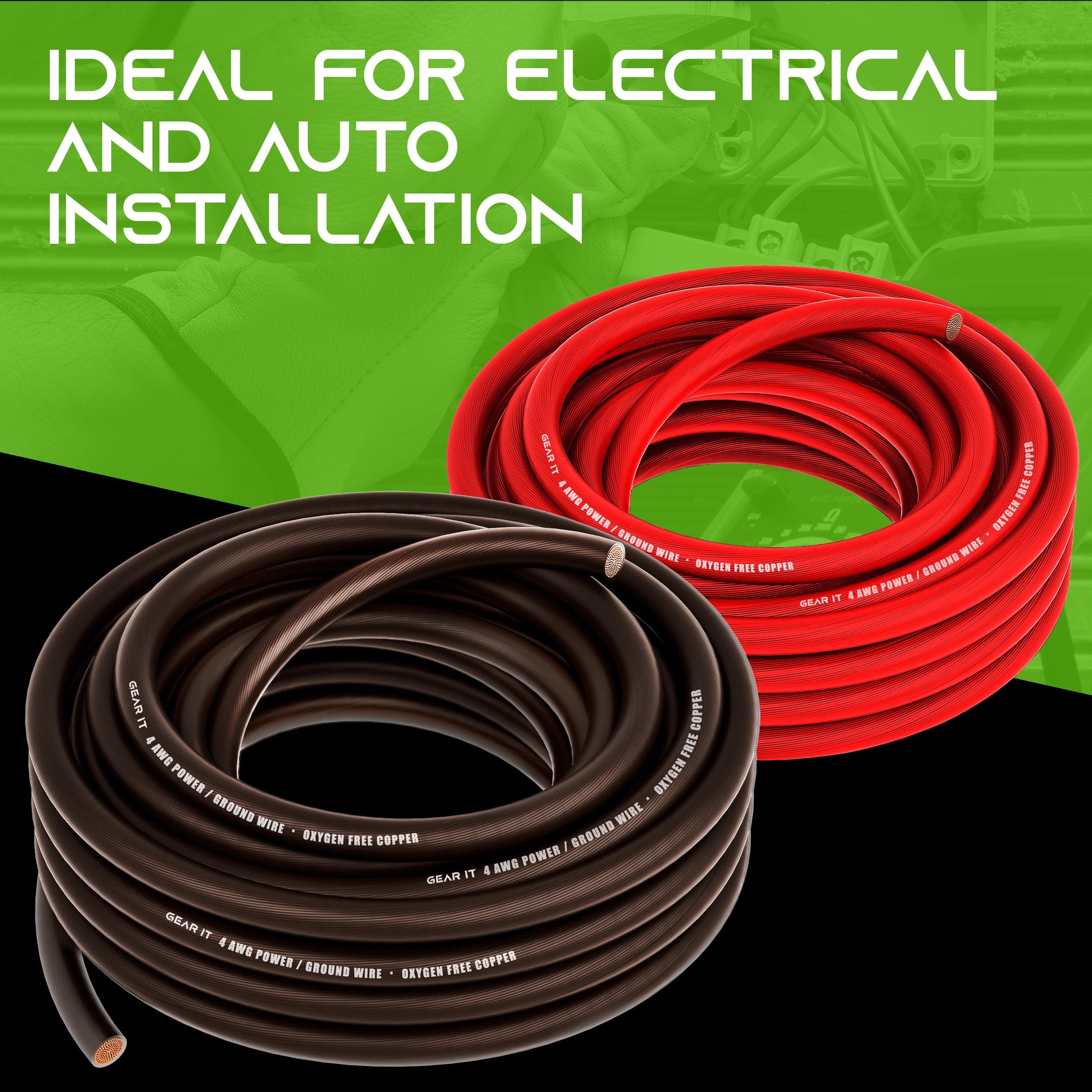 4 Gauge OFC Ground Wire 4AWG Electrical Power Cable 25 Feet GearIT