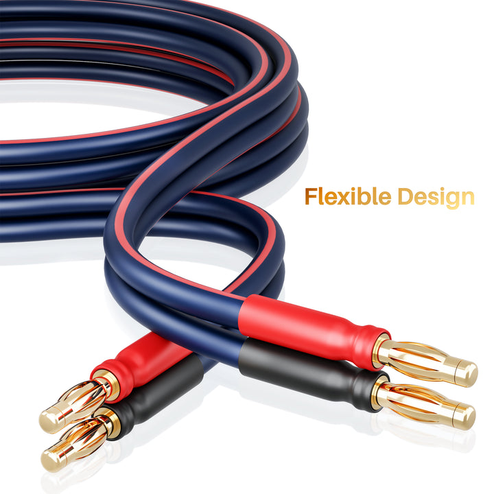 GearIT 2-Pack 14 AWG Speaker Cable with Banana Plugs Banana Wire for Bi-Wire Bi-Amp HiFi Surround Sound, Navy - GearIT