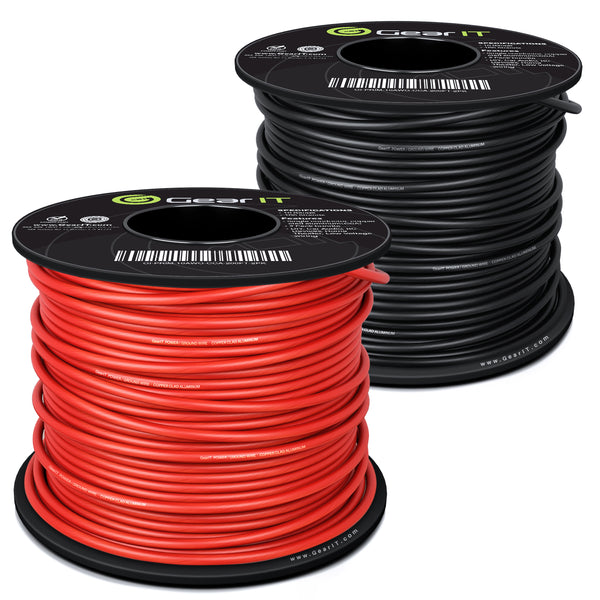 GearIT 10 Gauge Power Ground Electrical Wire Copper Clad Aluminum Single Conductor 2 Primary Colors - GearIT