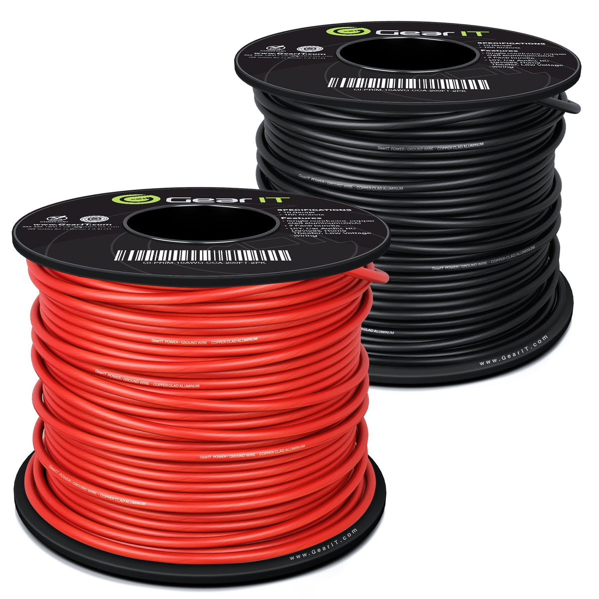 Gearit 16 Gauge Wire (50ft Each - Black/Red) Copper Clad Aluminum CCA