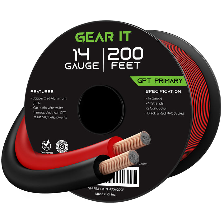 GearIT 14 Gauge Bonded GPT Primary Wire, Black/Red - GearIT