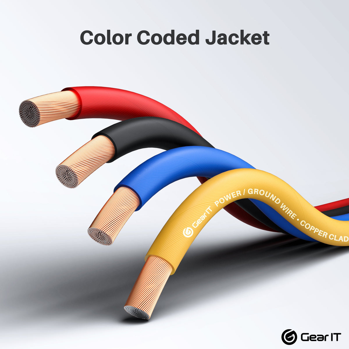 gear it GEARit 14 Gauge Wire (100ft Each- Black/Red/Blue/Yellow) Copper Clad Aluminum CCA