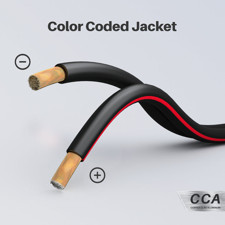 GearIT 10 Gauge Speaker Wire CCA - Copper Clad Aluminum, Black GearIT