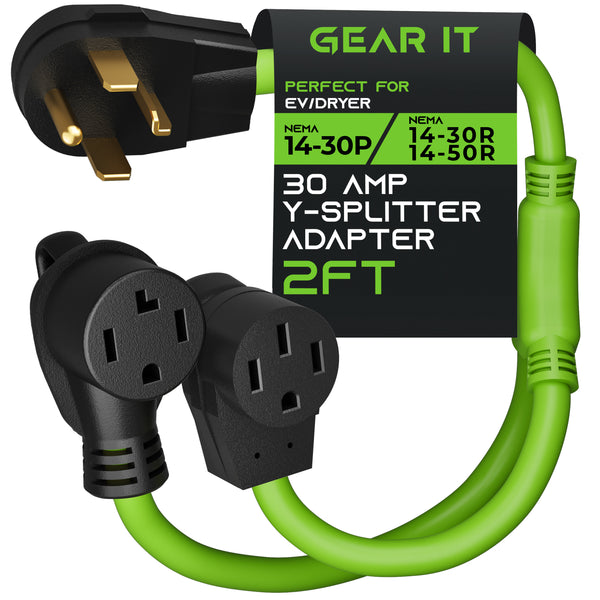 30 Amp NEMA 14-30P to 14-30R and 14-50R Splitter Power Cord Adapter - 4 Prong STW 10AWG 4C - GearIT