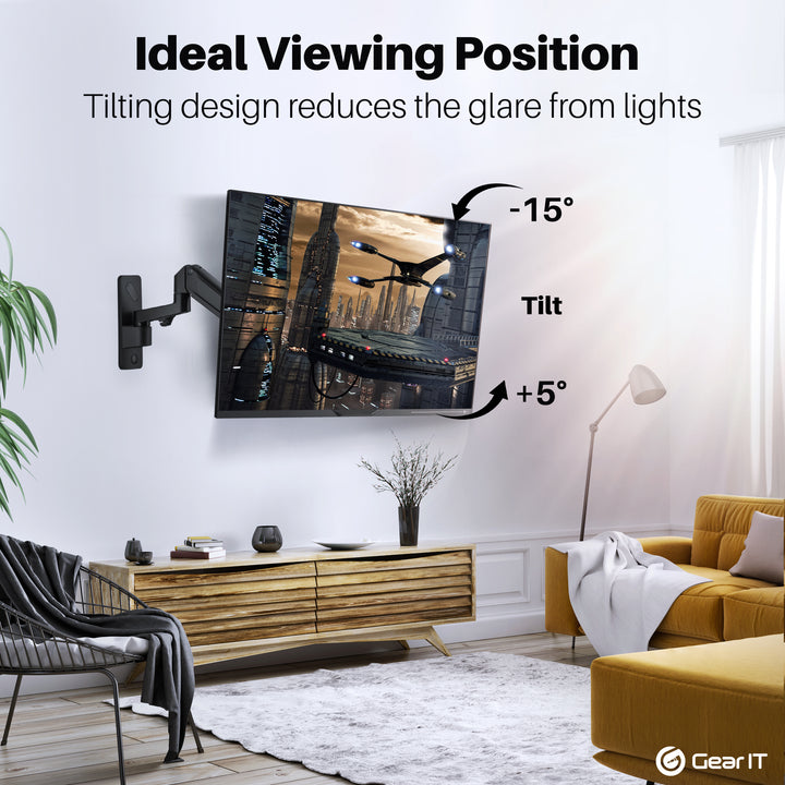 GearIT 23"-43" TV Wall Mount - Articulating Arm, Full Motion Gas Spring (Up to 50.6 lbs) - GearIT