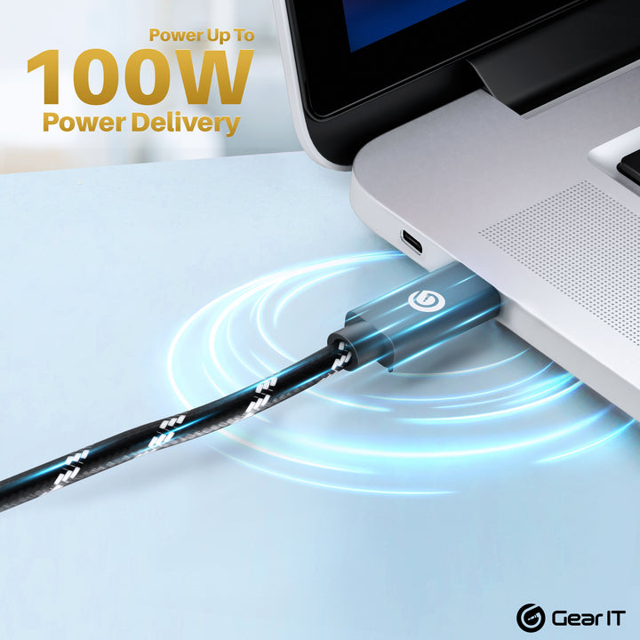 GearIT 3.3FT USB-C to USB-C 10Gbps Data 100W Charging, 4K 2K 1080P Video Support, Works with Thunderbolt 3 Nylon Braded - GearIT