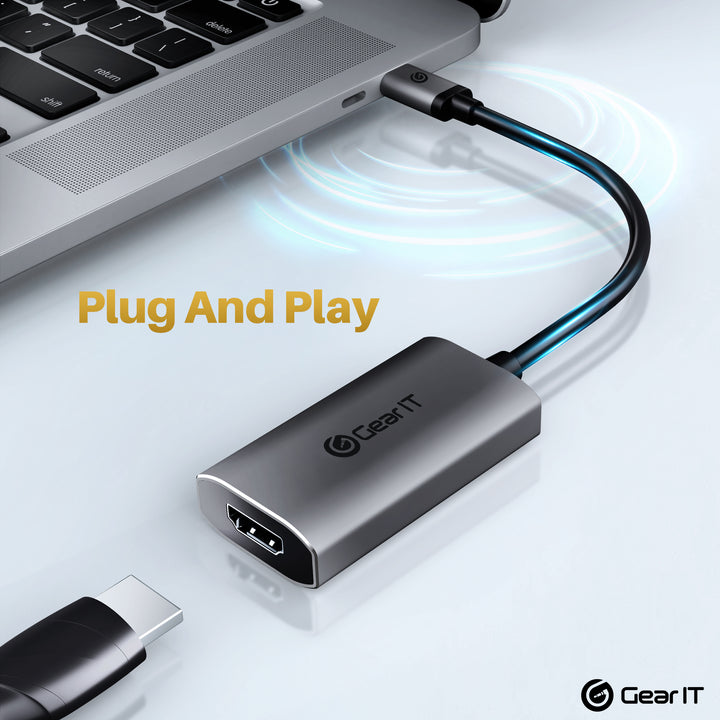 GearIT USB-C to HDMI 8K HDR Adaptor, 8K@60Hz or 4K@120Hz DP Alt Mode, Type C Thunderbolt 3/4 Compatible - GearIT