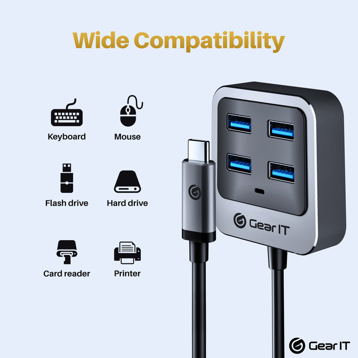 Charmerende Pludselig nedstigning lidelse 4 Port USB 3.1 Adapter, USB C Hub - Thunderbolt 3/4 compatible – GearIT