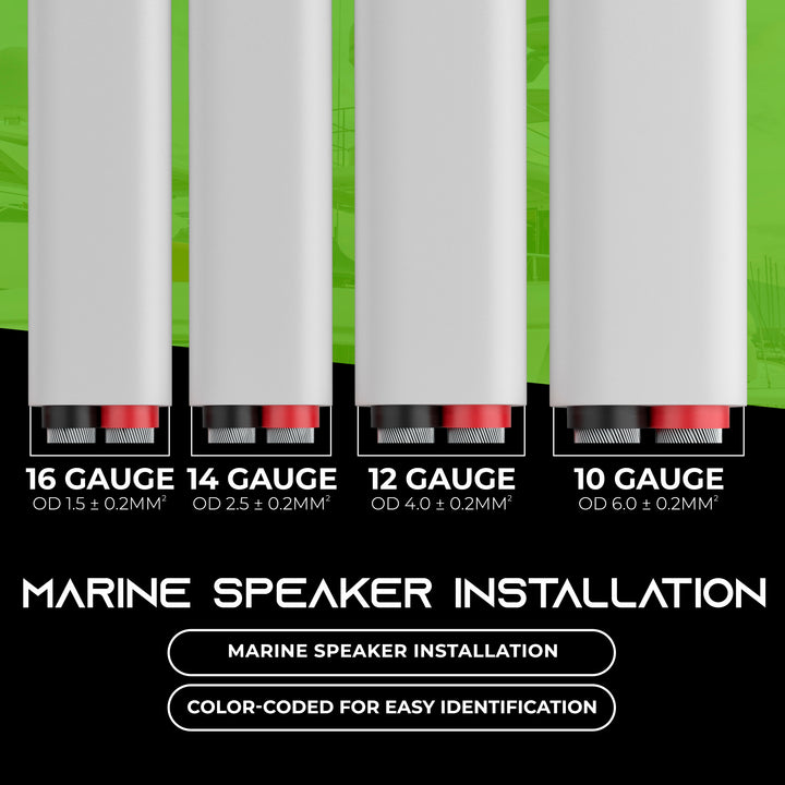 GearIT 12 AWG Marine Speaker Cable - 2-Conductor Tinned Copper Wire OFC - Electrical Grade, White - GearIT