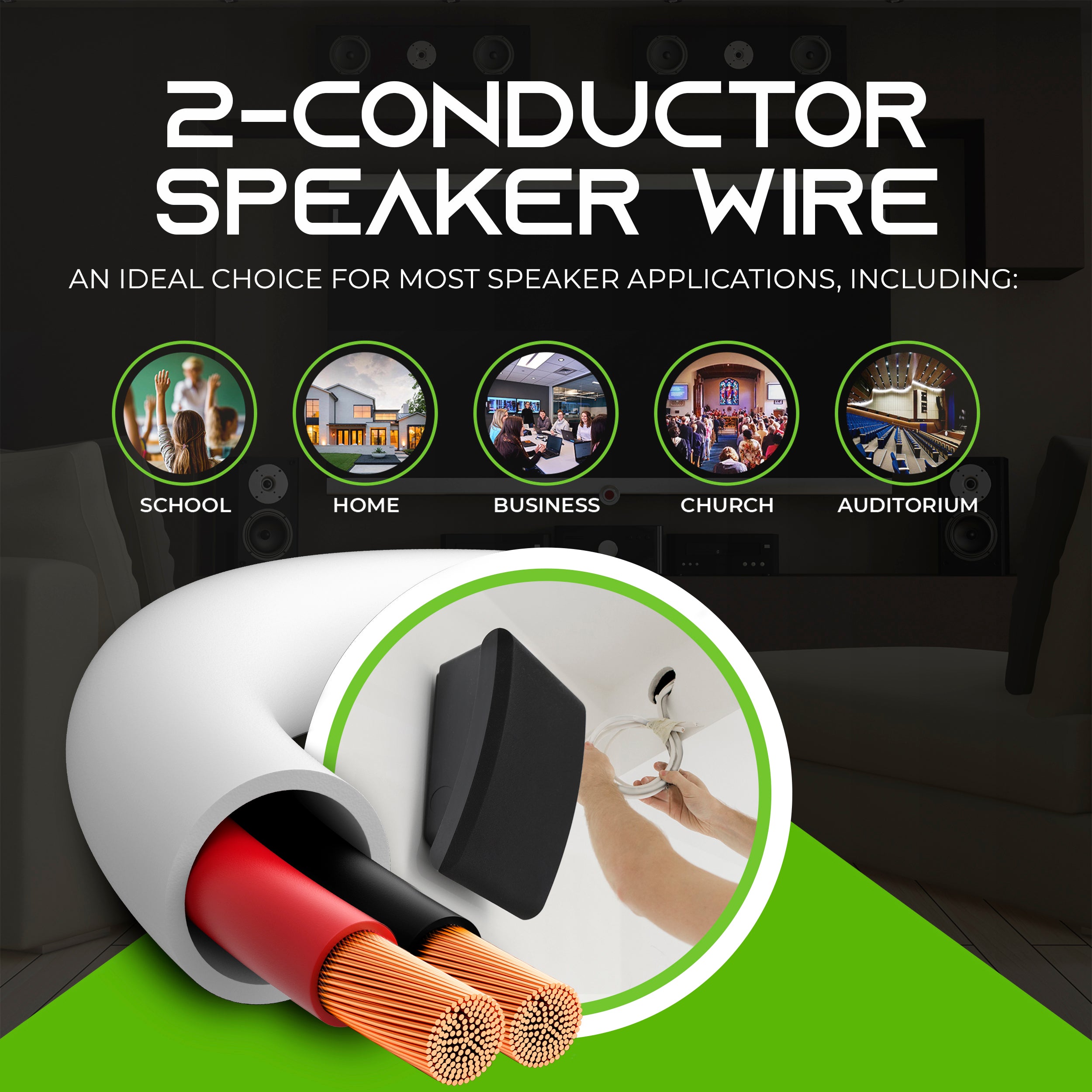 正規 Voltive 12 Speaker Wire AWG Gauge Conductor UL Listed in Wall CL2  CL3 and Outdoor In Ground Direct Burial Rated Oxygen-Free Copper O 