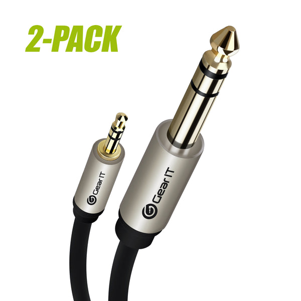 GearIT 2-Pack 1/8" (3.5mm) Male to 1/4" (6.35mm) Male TRS Stereo Audio Cable - GearIT