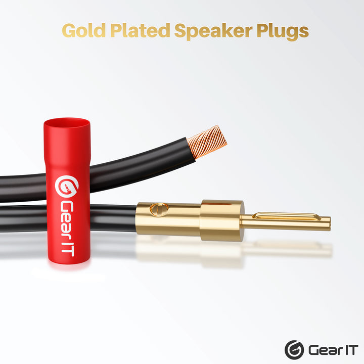GearIT Speaker Banana Plugs - Pin Plug Closed Screw Type - PVC Insulated Gold Plated Connectors, 6 Pair 12 Pieces - GearIT