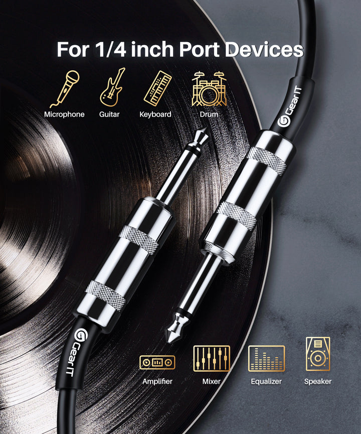 GearIT 12AWG Professional Instrument Cable 1/4 inch to 1/4 inch TS Straight Male to Male GearIT