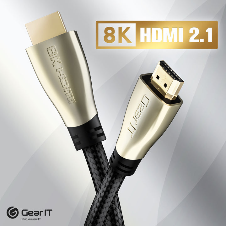 GearIT 8K Premium Braided HDMI 2.1 Cable - 60Hz 48Gpbs, 7 Feet GearIT
